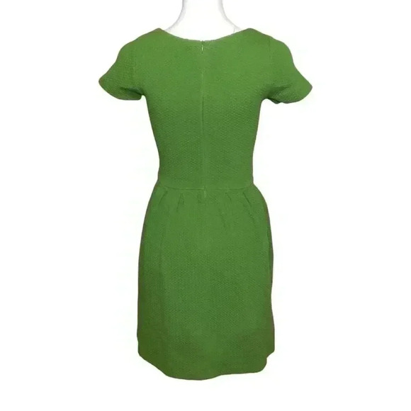 Ganni Green Textured Mini Dress Size XS Stretch Knit Pleated Coquette Party - Picture 3 of 7